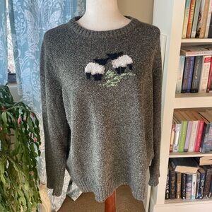 Vintage Woolrich cotton blend knit green lamb crew neck sweater